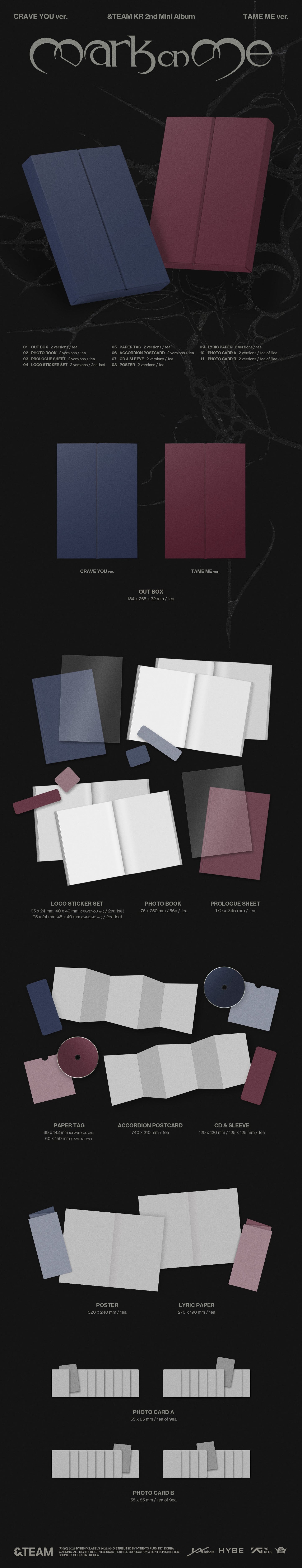 [PRE-ORDER] &TEAM - KR 2nd Mini Album 'Mark on Me' (Standard ver.) (hello82 Exclusive)