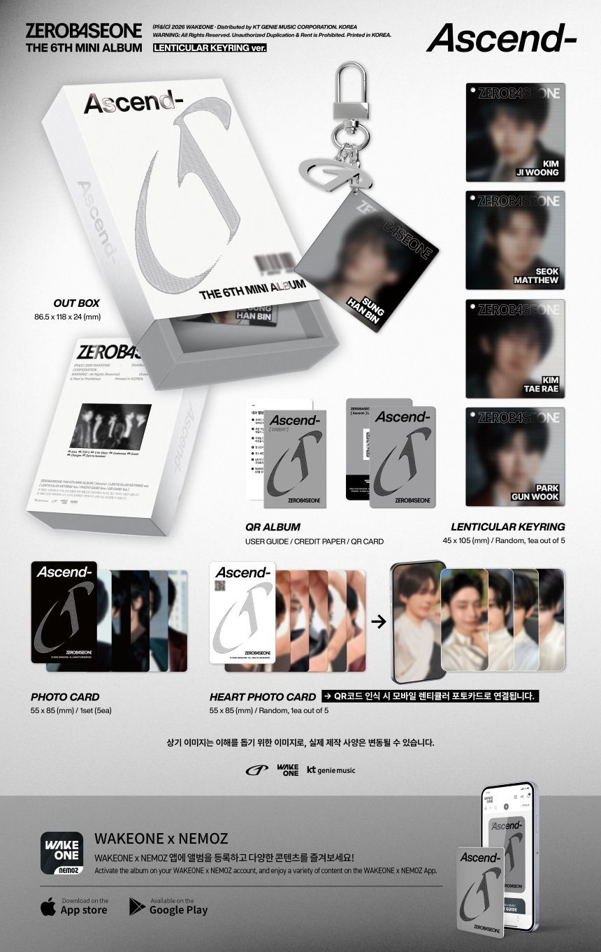 ZEROBASEONE - 6th Mini Album 'Ascend-' (LENTICULAR KEYRING Ver.) (RANDOM)