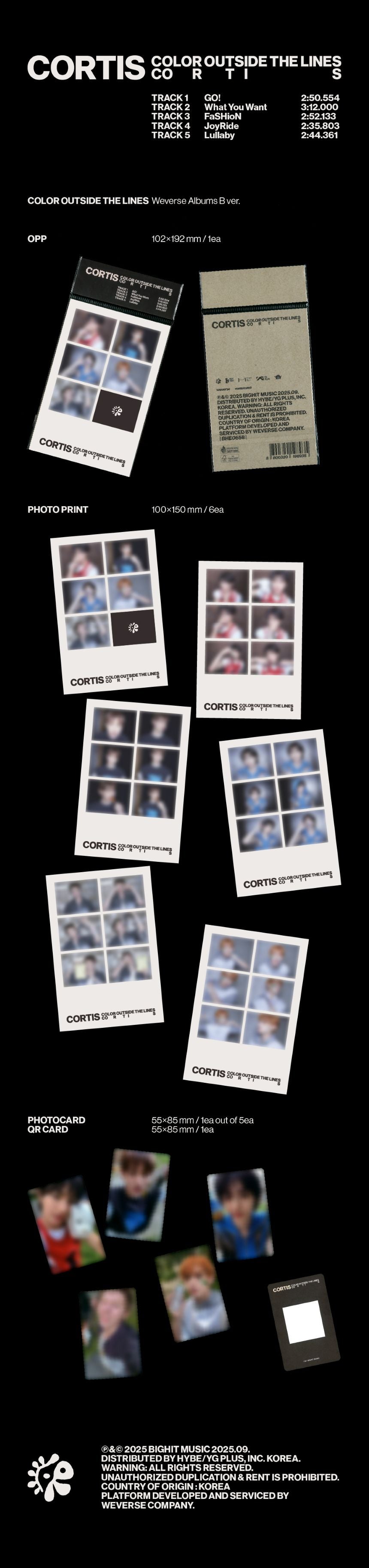 [PRE-ORDER] CORTIS - The 1st EP 'COLOR OUTSIDE THE LINES' (Weverse version) + Apple Music Polaroid PhotocardPOB