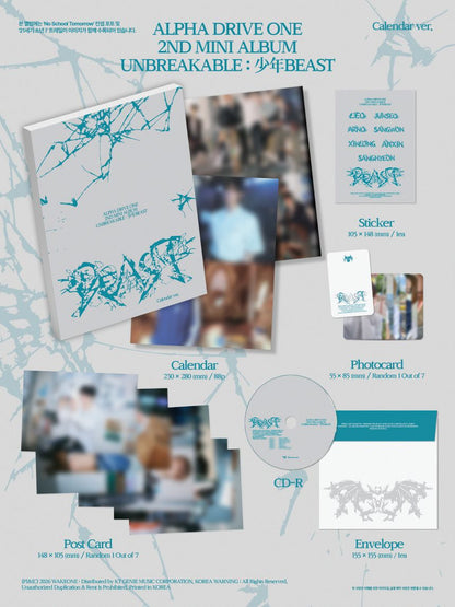 [PRE-ORDER] ALPHA DRIVE ONE - 2nd Mini Album 'UNBREAKABLE : 少年BEAST' (Calendar Ver.) )