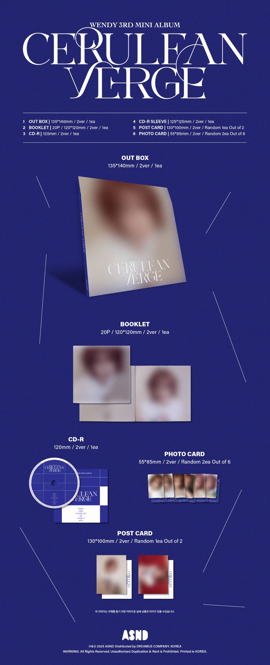 [PRE-ORDER] Red Velvet - WENDY - 3rd Mini Album 'Cerulean Verge' (Digipack Version)
