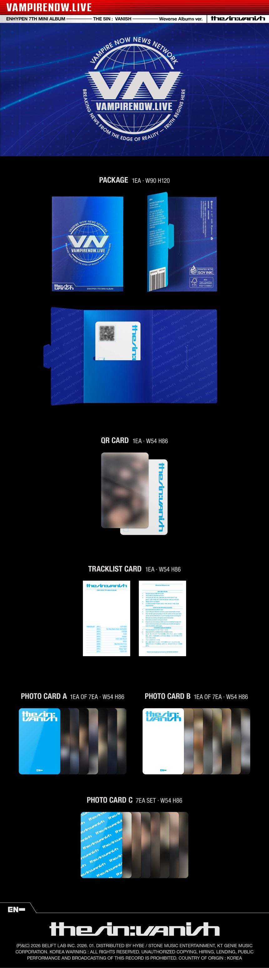 ENHYPEN - 7th Mini Album 'THE SIN:VANISH' (Weverse albums ver.)