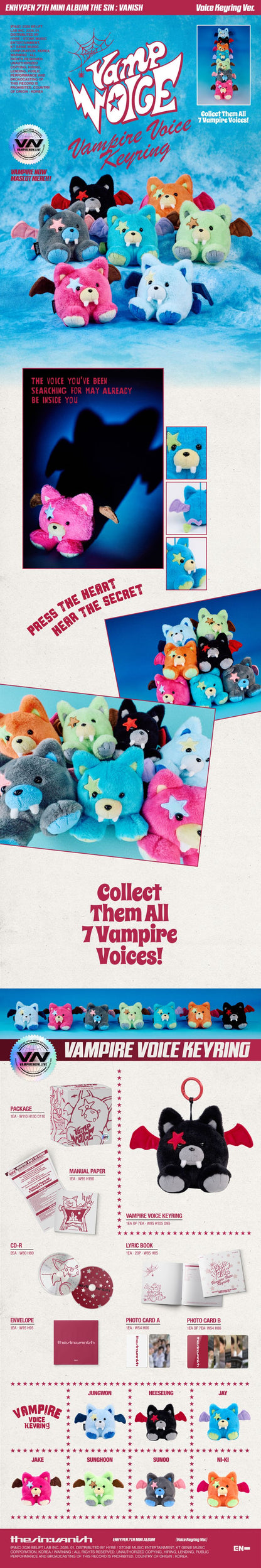 [PRE-ORDER] ENHYPEN - 7th Mini Album 'THE SIN:VANISH' (Voice Keyring ver.) (Random)