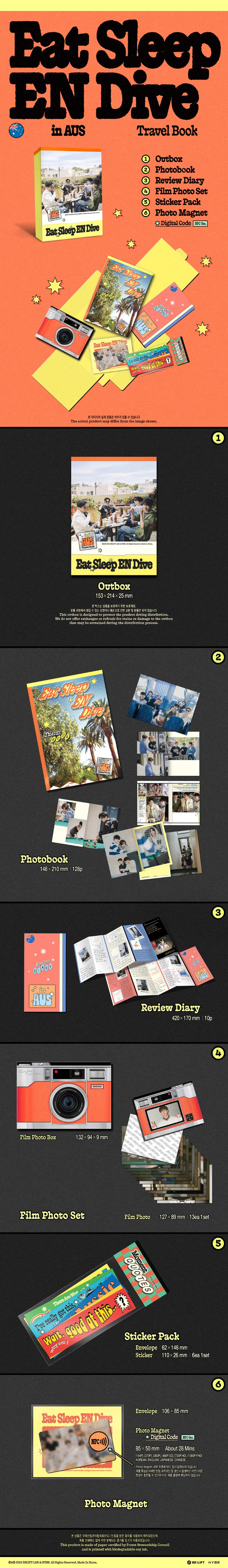 ENHYPEN - 'Eat Sleep EN Dive in AUS' TRAVEL BOOK + Apple Music Magnet POBs