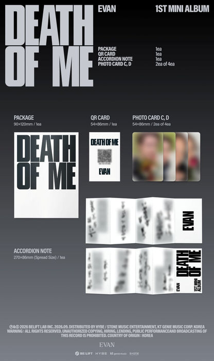 [PRE-ORDER] EVAN - 1st Mini Album 'DEATH OF ME' (Weverse Albums ver.)