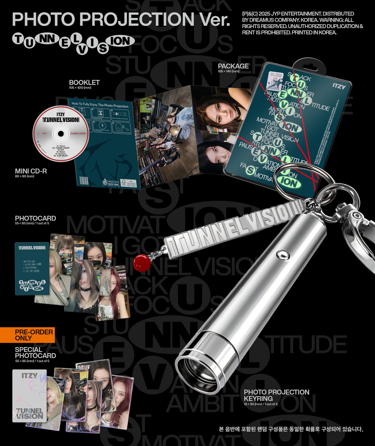 ITZY - 11th Mini Album 'TUNNEL VISION' (Photo Projection Ver.) + Apple Music Photocard POB