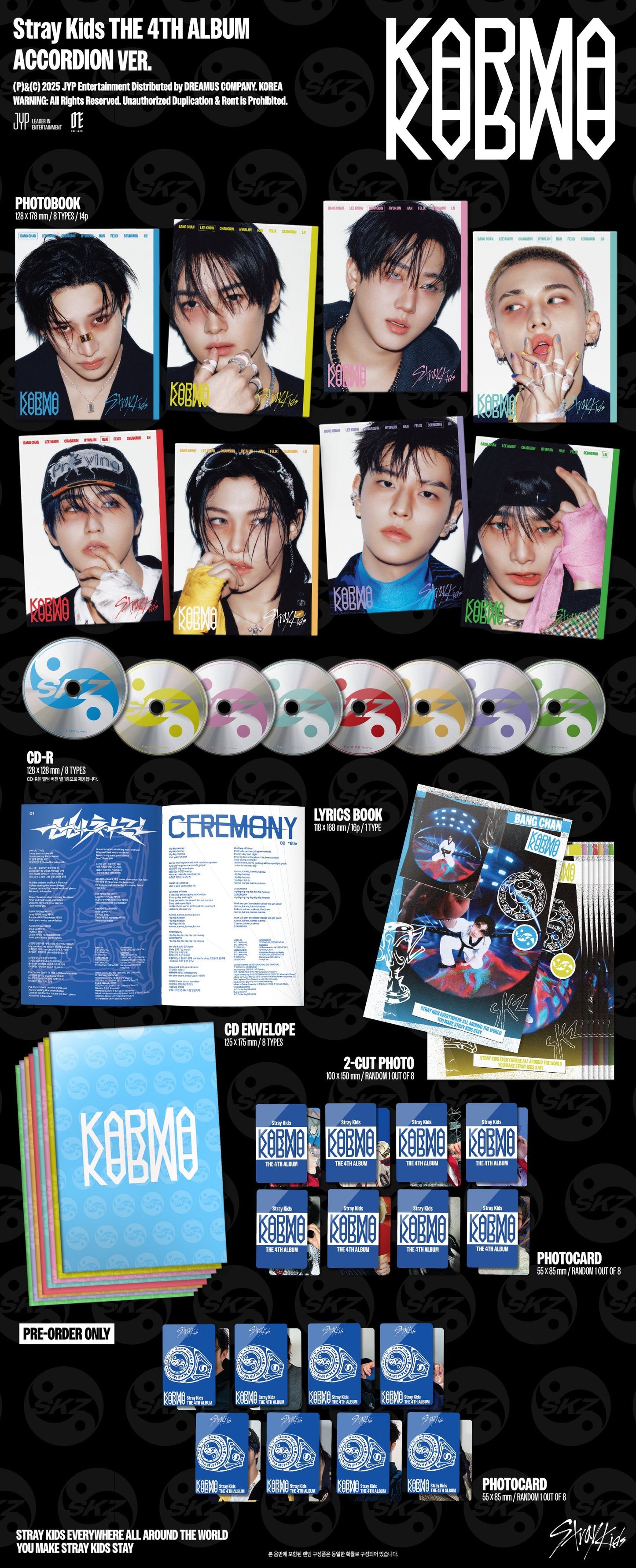 STRAY KIDS - 4th Full Album 'KARMA' (Accordian ver.) + JYP SHOP POB