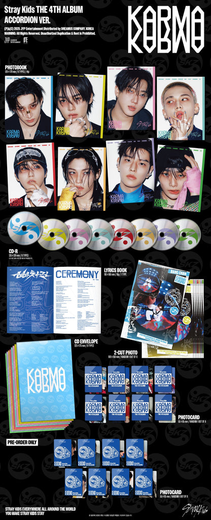 STRAY KIDS - 4th Full Album 'KARMA' (Accordian ver.) + JYP SHOP POB