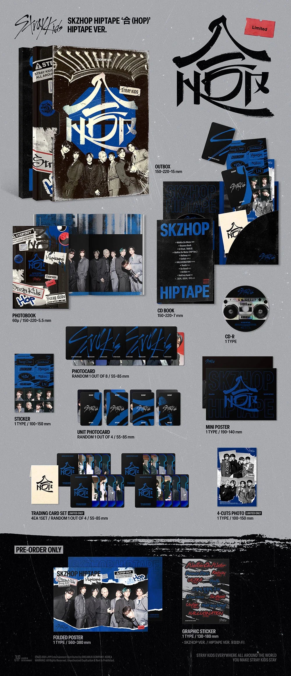 [PRE-ORDER] Stray Kids - SKZHOP HIPTAPE '合 (HOP)' (Limited HIPTAPE Version) + POB Photocard