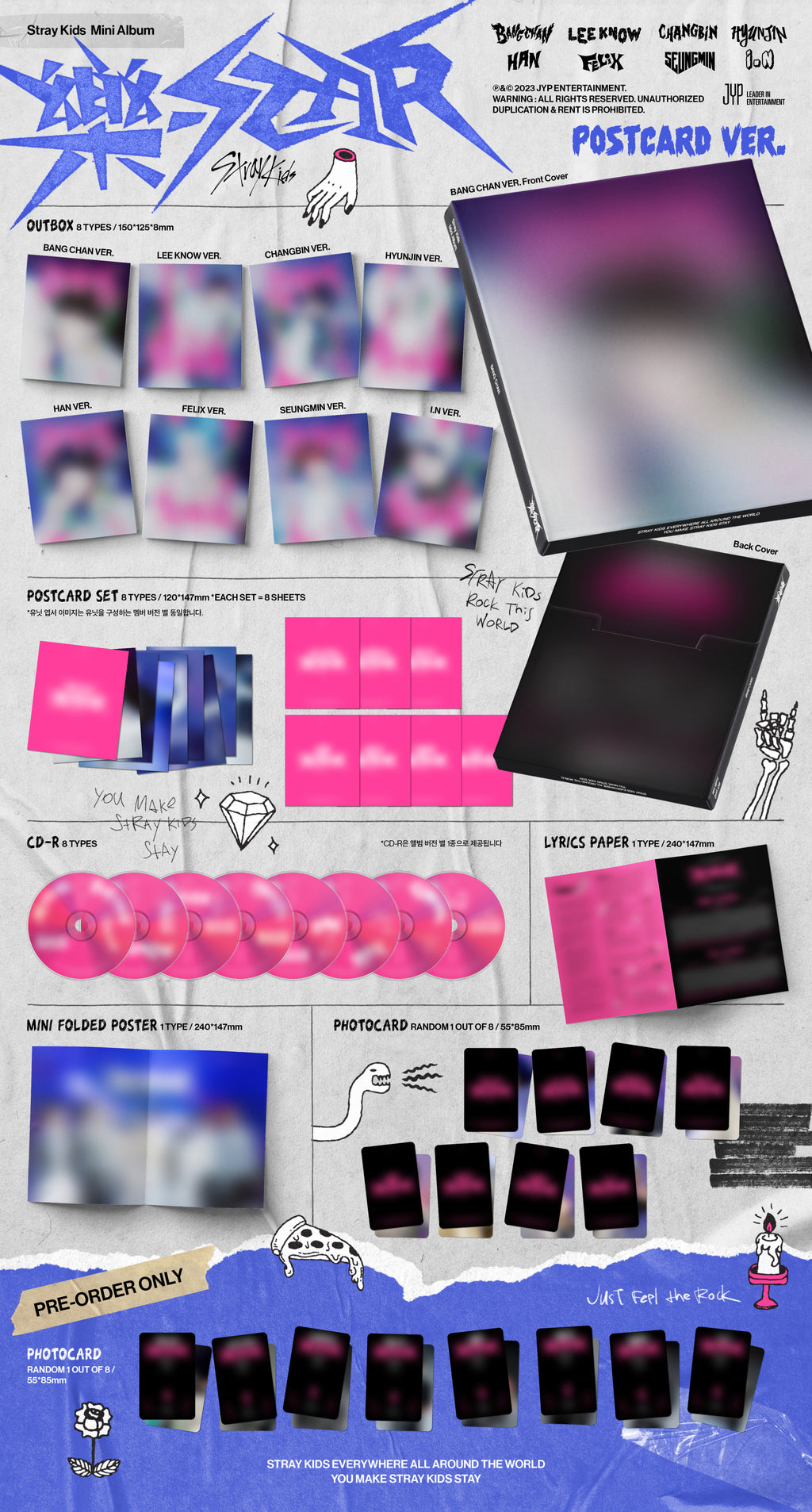 Stray Kids - Mini-Album '樂-STAR (ROCK STAR)' (POSTCARD Version)
