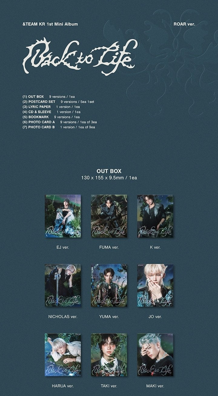 &TEAM - 1st Korean Mini Album 'Back to Life' (ROAR ver.) + Apple Music Postcard POB