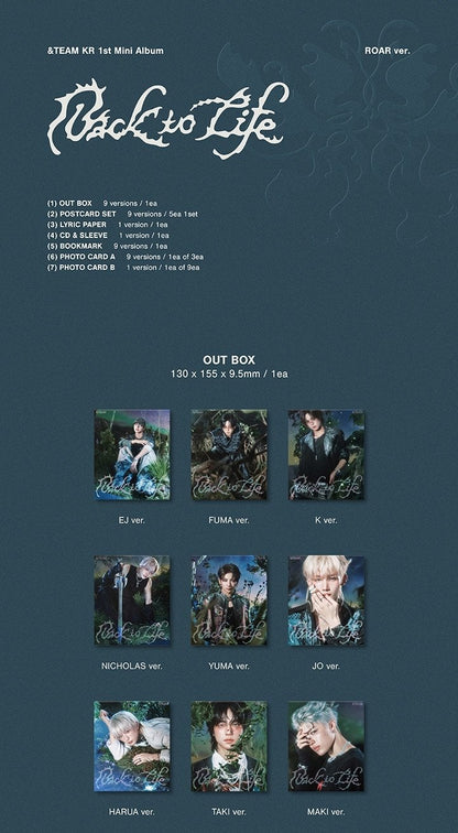 &TEAM - 1st Korean Mini Album 'Back to Life' (ROAR ver.) + Apple Music Postcard POB