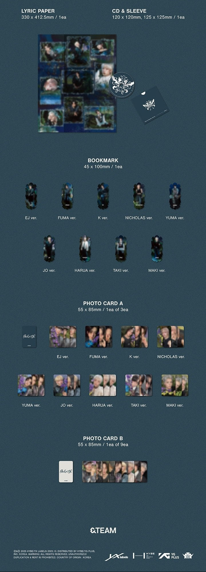 &TEAM - 1st Korean Mini Album 'Back to Life' (ROAR ver.) + Apple Music Postcard POB