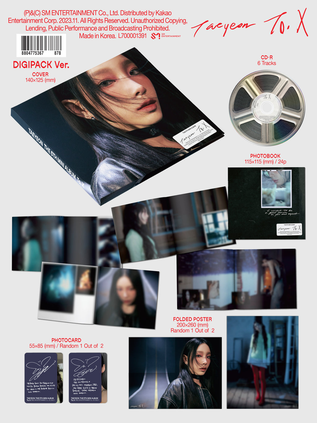 TAEYEON - The 5th Mini-Album 'To. X' (Digipack Version)