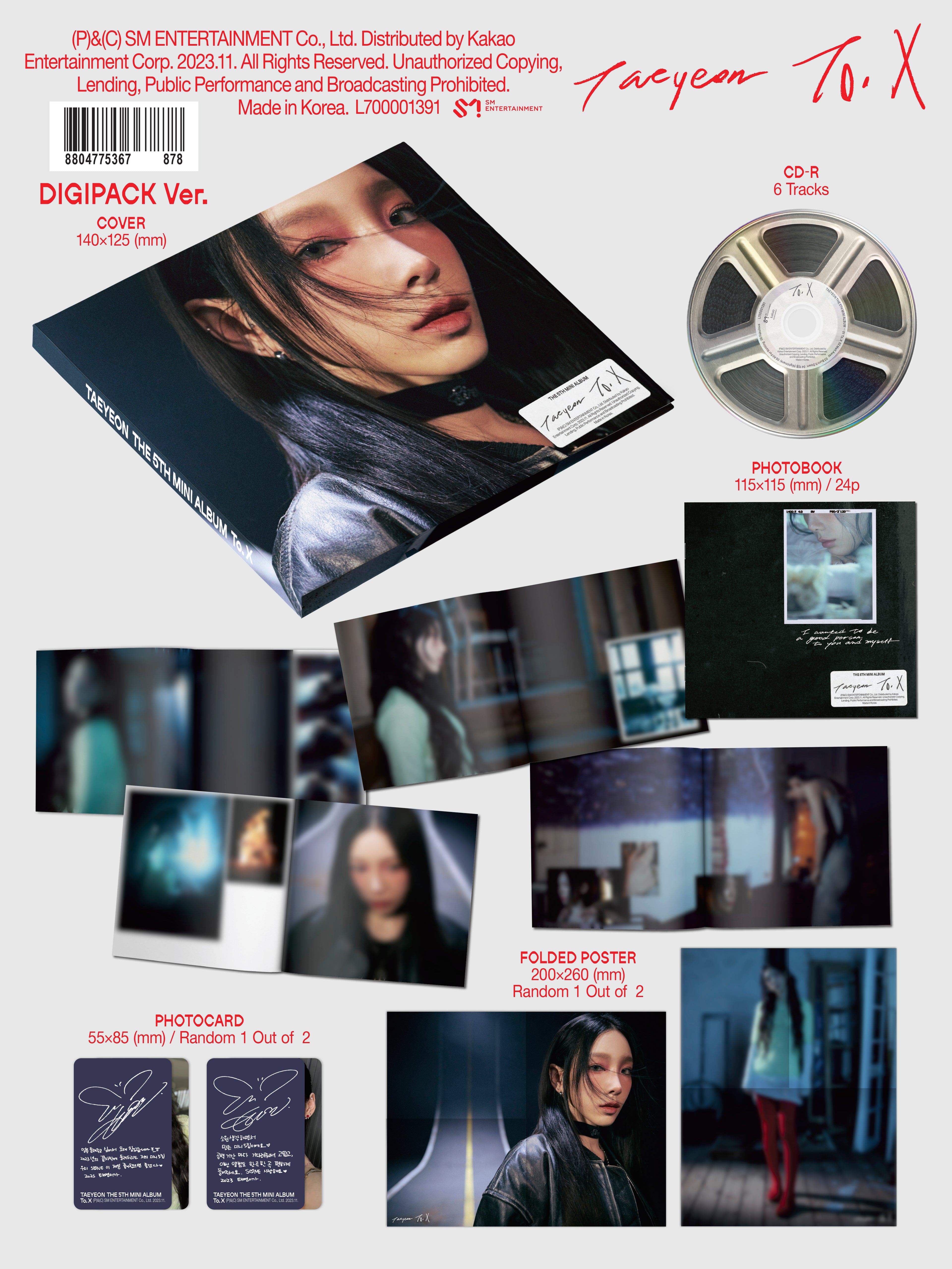 TAEYEON - The 5th Mini-Album 'To. X' (Digipack Version)