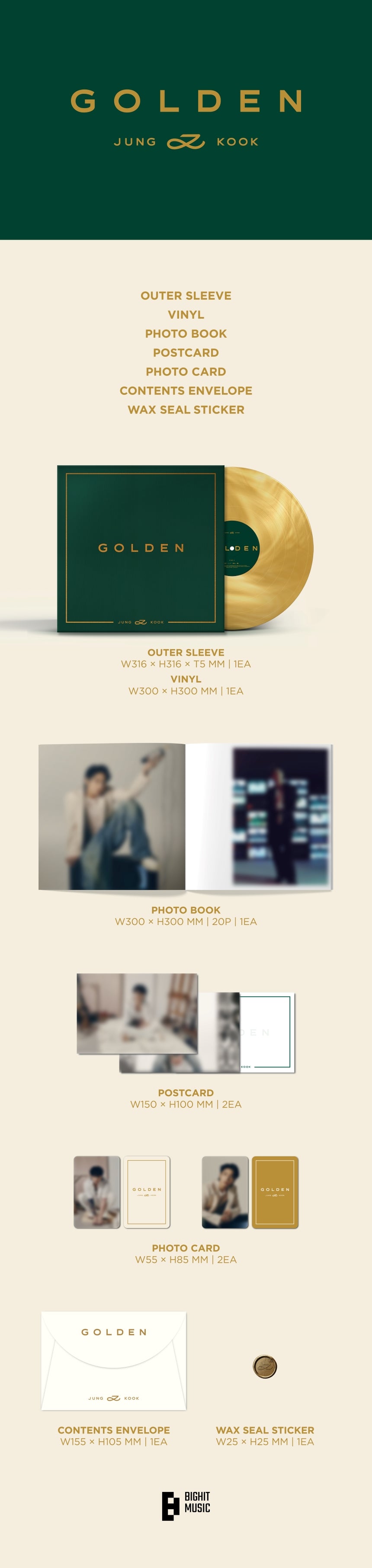 BTS - Jung Kook - 1st Solo Album 'GOLDEN' (LP Vinyl Version)