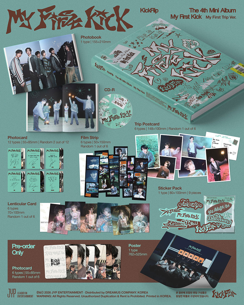 [PRE-ORDER] KICKFLIP - 4th Mini Album 'My First Kick' (My First Trip Ver.) + Apple Music Photocard POB