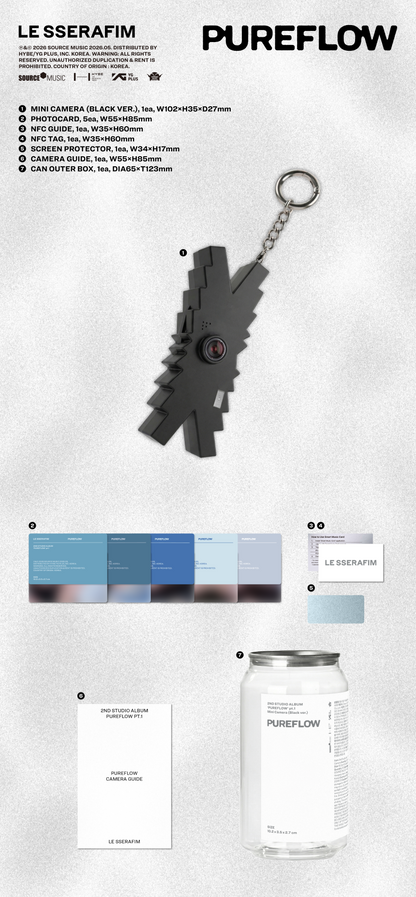 LE SSERAFIM - 2nd Studio Album 'PUREFLOW pt.1' (Mini Camera ver.)