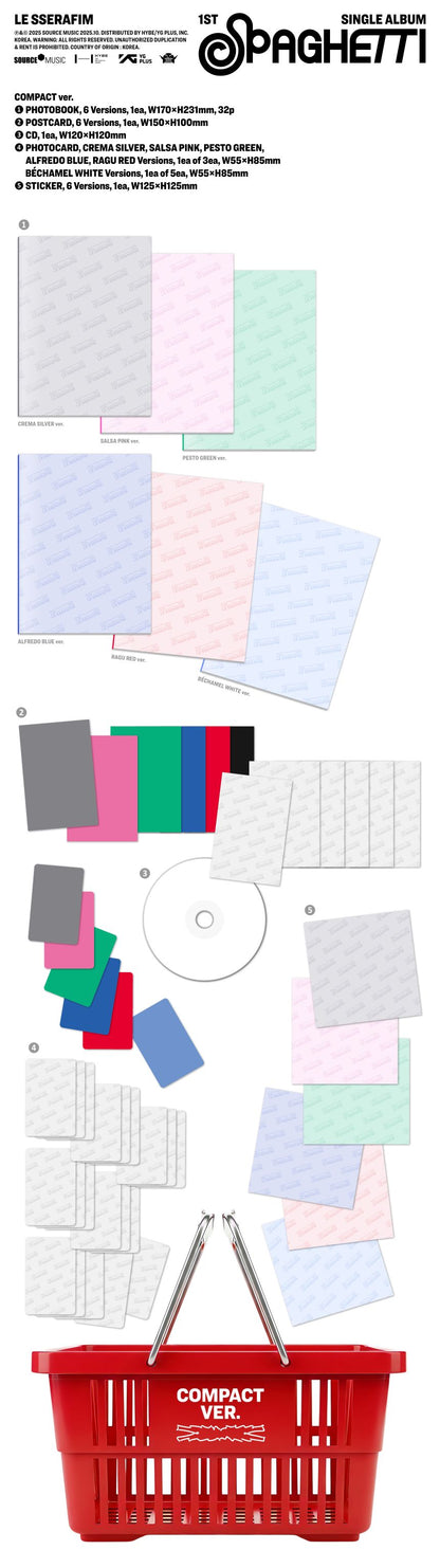 [PRE-ORDER] LE SSERAFIM - 1st Single Album 'SPAGHETTI' (COMPACT ver.) + Apple Music Photocard POB