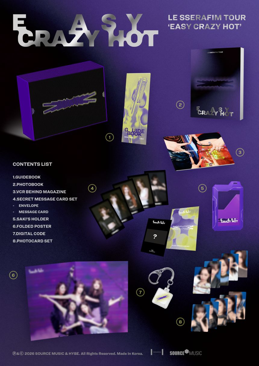 LE SSERAFIM - LE SSERAFIM TOUR 'EASY CRAZY HOT' ENCORE IN SEOUL DC + Accordion Postcard POB