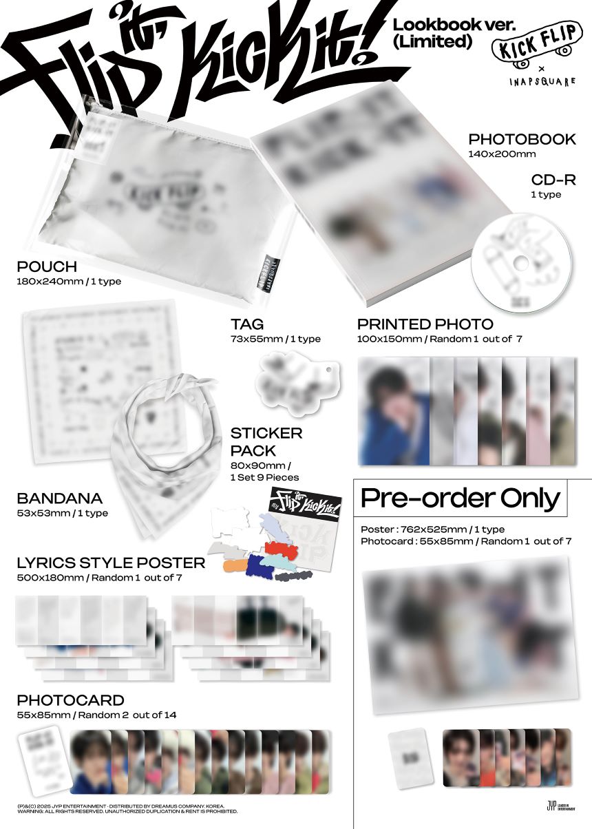 [PRE-ORDER] KickFlip - 1st Mini-Album 'Flip it, Kick it!' (Lookbook Version) (Limited) + Apple Music POB Photocard