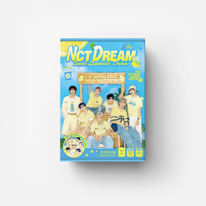 Product packaging for NCT DREAM with images of members and text on a white background