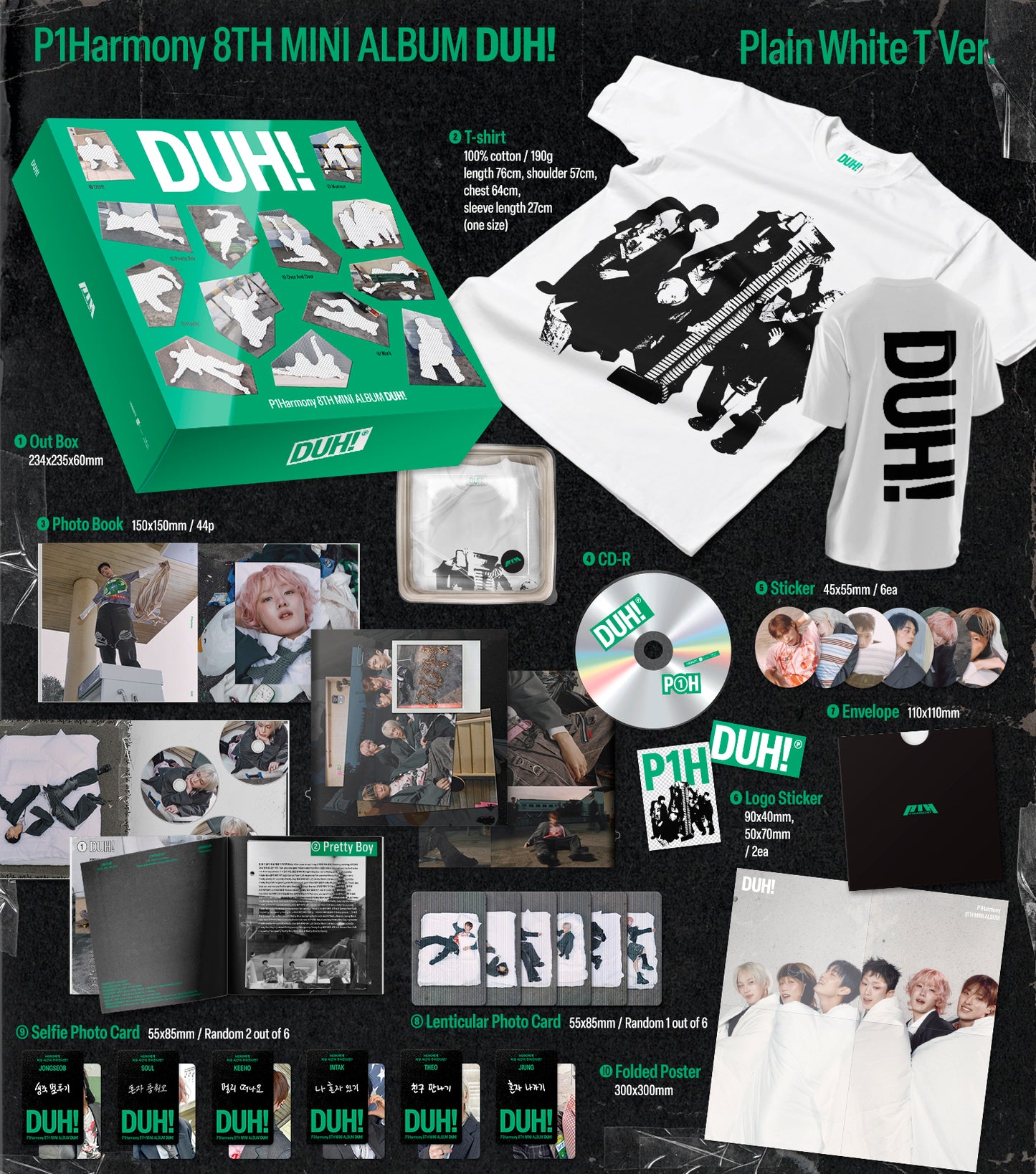 P1Harmony - 8th Mini-Album 'DUH!' (Plain White T Version) (Special Box Set)