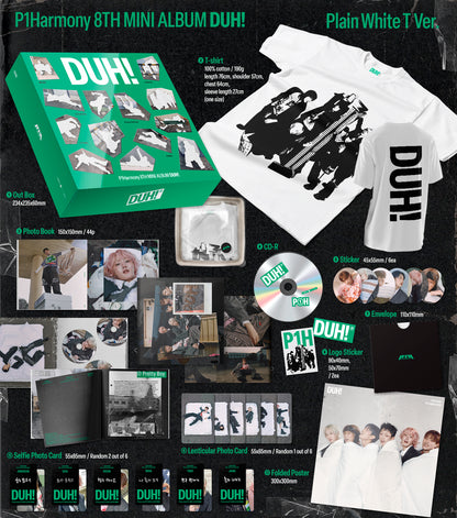 P1Harmony - 8th Mini-Album 'DUH!' (Plain White T Version) (Special Box Set)