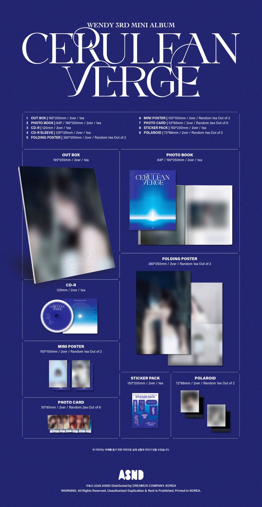 [PRE-ORDER] Red Velvet - WENDY - 3rd Mini Album 'Cerulean Verge' (Photobook Version) + Apple Music Photocard POB