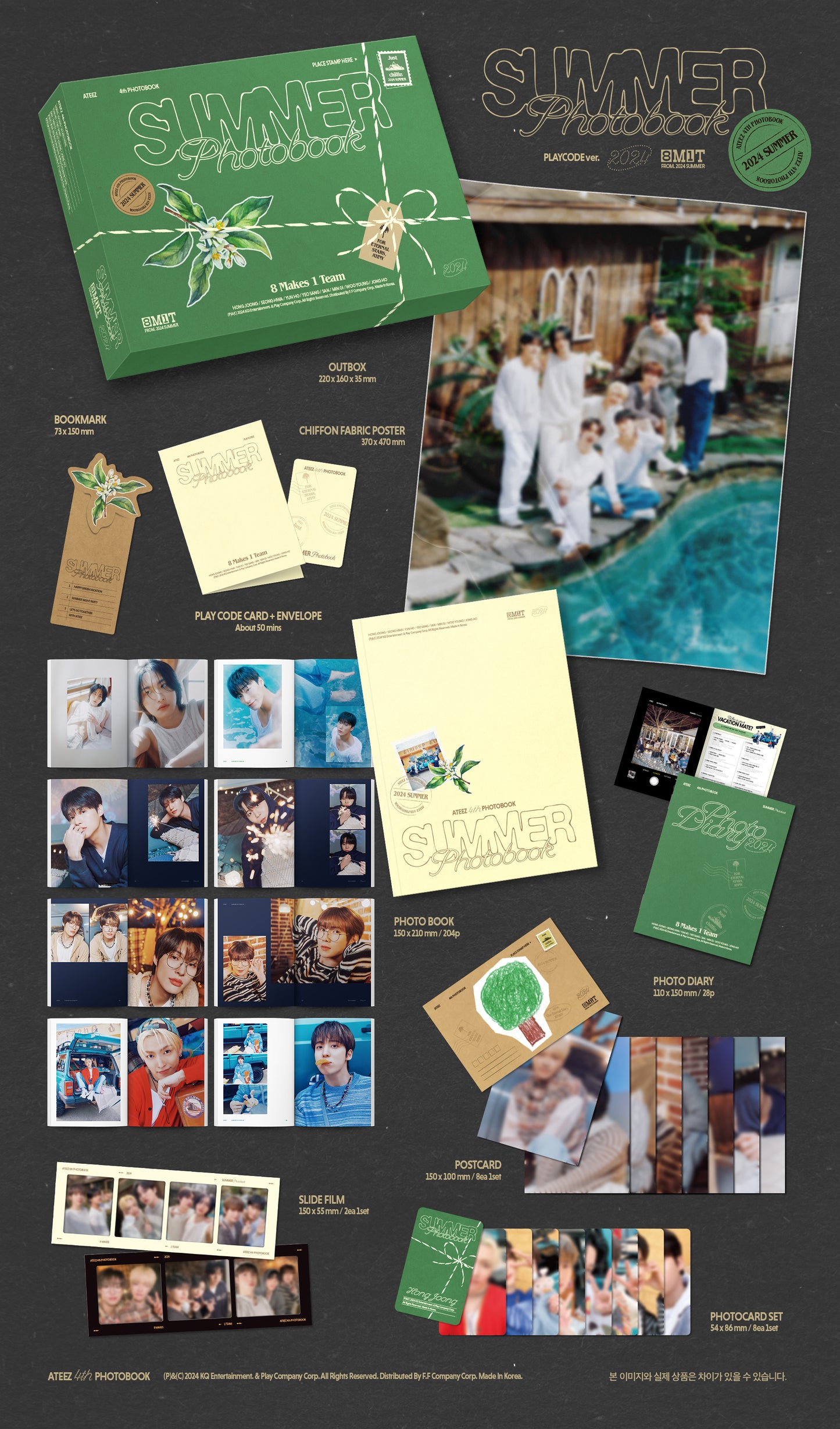 ATEEZ 에이티즈 - 2024 Summer Photobook (PLAYCODE Version) + Makestar POB Unit Photcard