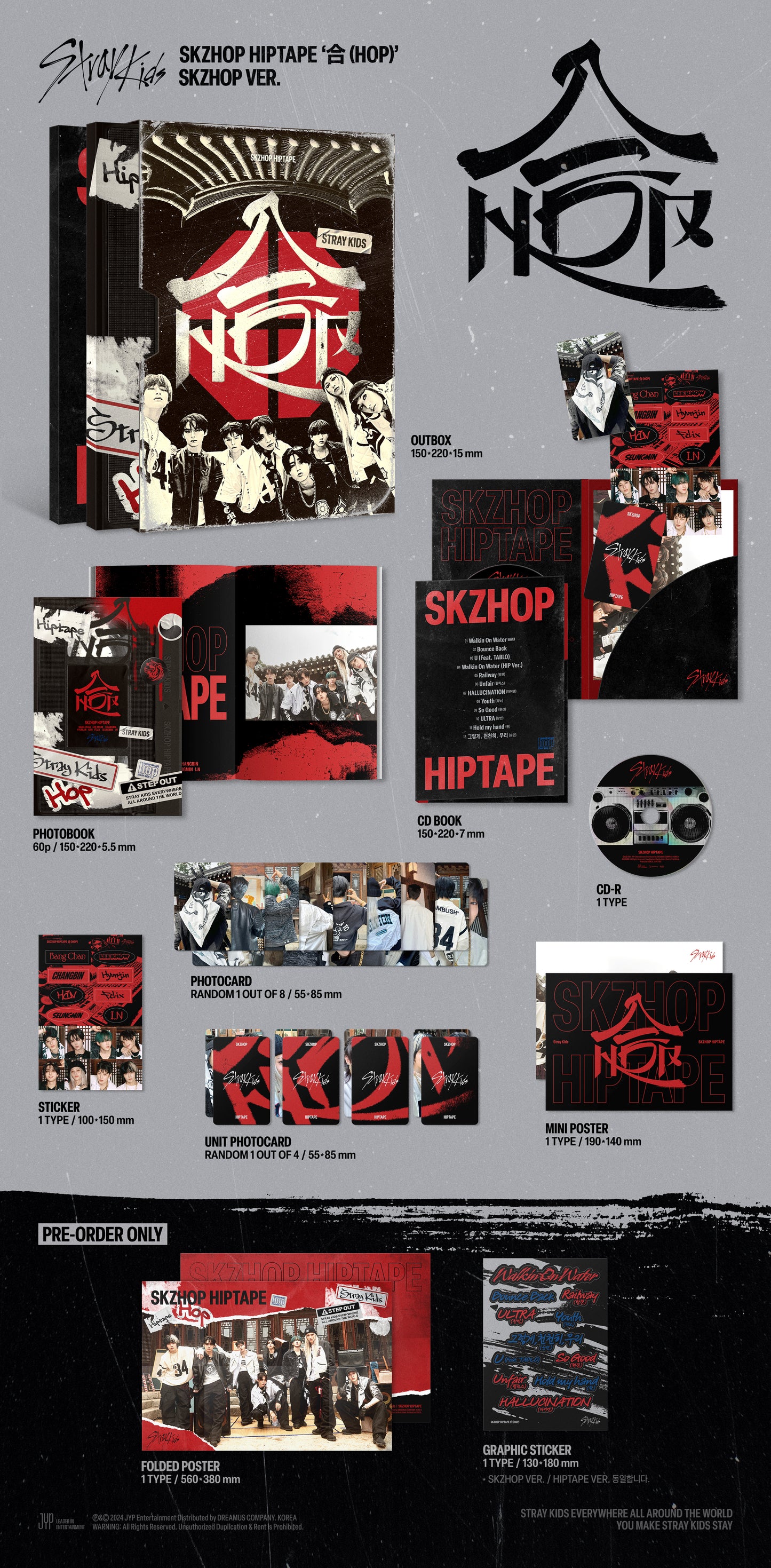 [PRE-ORDER] Stray Kids - SKZHOP HIPTAPE '合 (HOP)' (Standard SKZHOP Version) + POB Photocard