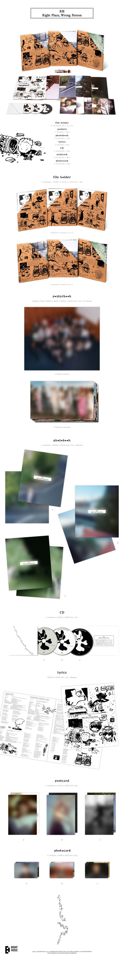 RM - 2nd Solo Album 'Right Place, Wrong Person' [WEVERSE EARLY BIRD POB WITH 3 VER. + WEVERSE VER. SET]