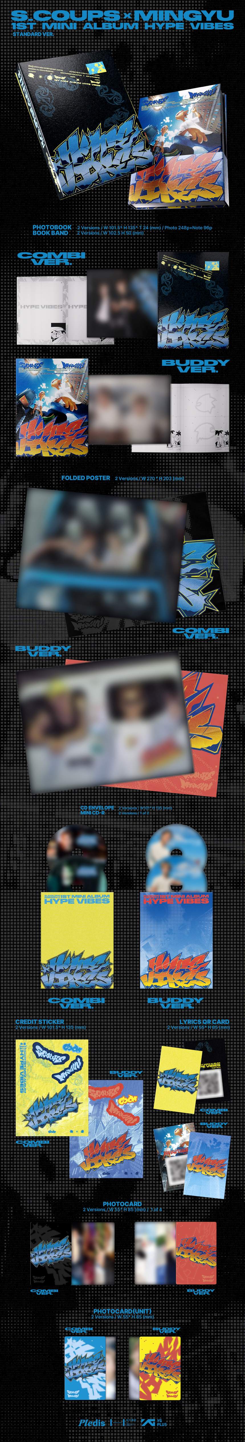 [PRE-ORDER] Seventeen - S.COUPS X MINGYU - 1st Mini Album 'HYPE VIBES' (Standard ver.) + SOUNDWAVE POB Photocard
