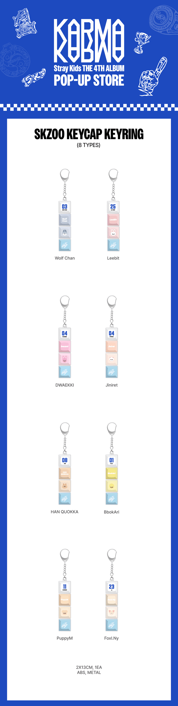 [PRE-ORDER] STRAY KIDS - 'KARMA' POP-UP MD - SKZOO KEYCAP KEYRING