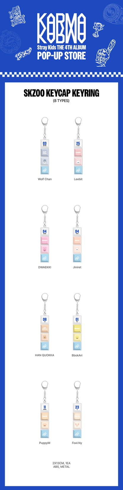 [PRE-ORDER] STRAY KIDS - 'KARMA' POP-UP MD - SKZOO KEYCAP KEYRING