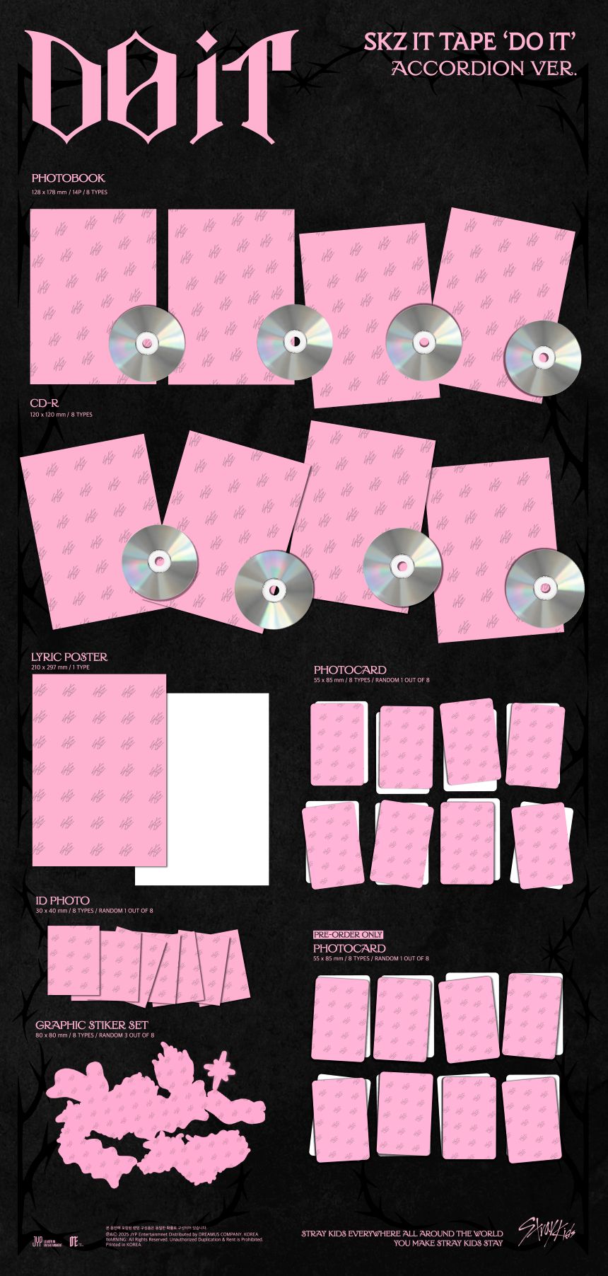 [PRE-ORDER] STRAY KIDS - SKZ IT TAPE 'DO IT' (ACCORDION ver.) + JYP SHOP Photocard POB