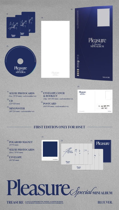 [PRE-ORDER] TREASURE - Special Mini-Album 'PLEASURE' (Blue Version) + Soundwave POB Photocard