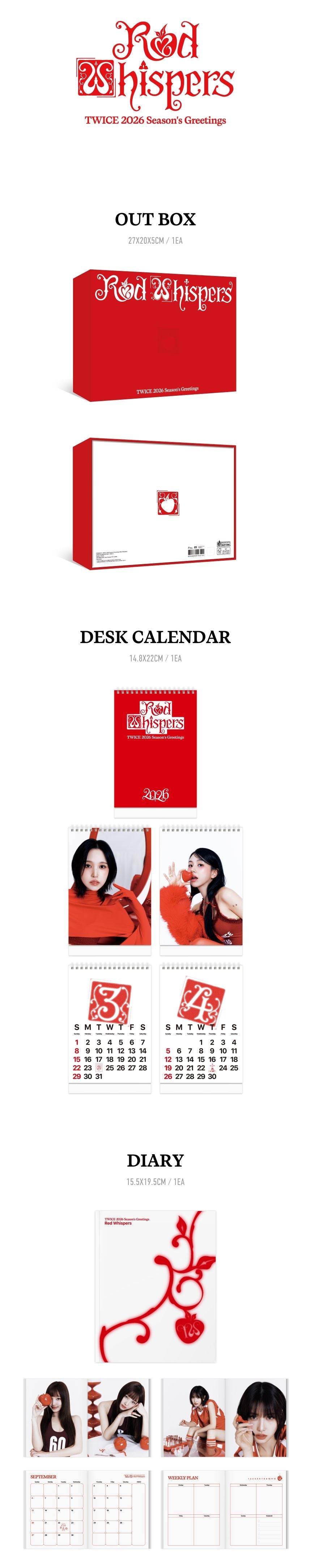 [PRE-ORDER] TWICE - 2026 SEASON'S GREETINGS 'RED WHISPERS' + Photocard Set POB