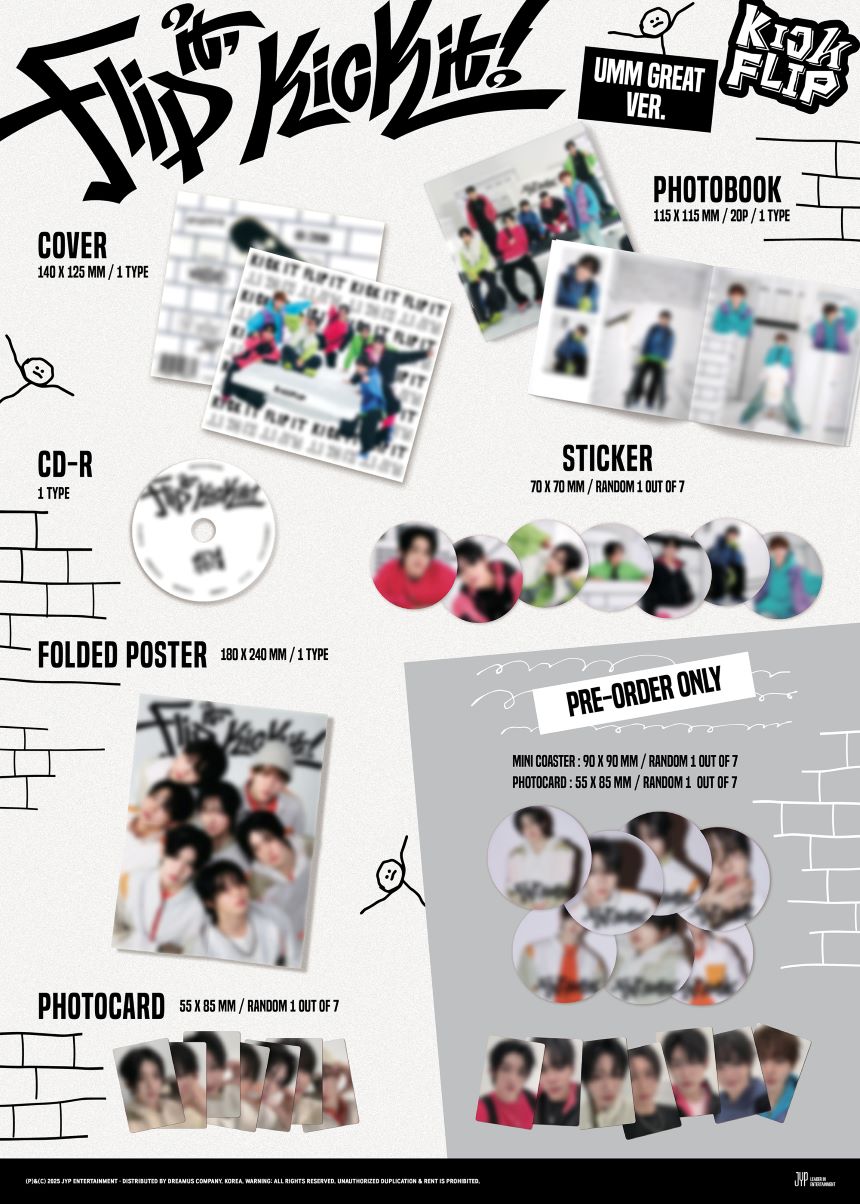 [PRE-ORDER] KickFlip - 1st Mini-Album 'Flip it, Kick it!' (Umm Great Version) (Digipack) + Apple Music POB Photocard