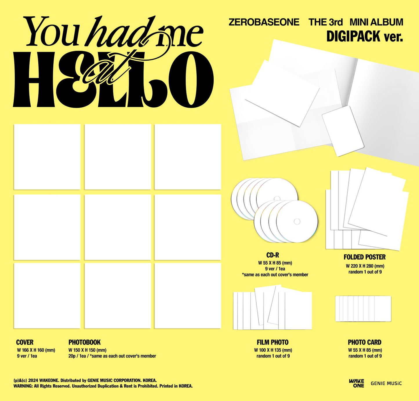 ZEROBASEONE - 3rd Mini-Album 'You had me at HELLO' (Digipack Version)