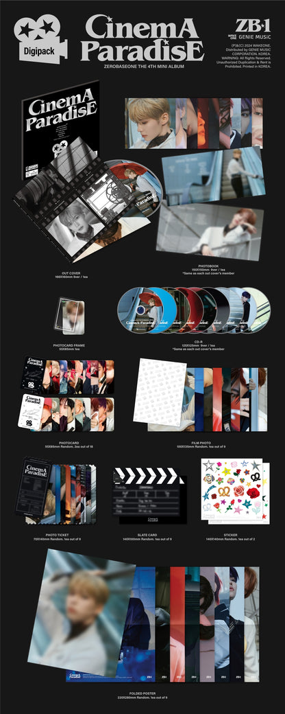 ZEROBASEONE - 4th Mini-Album 'CINEMA PARADISE' (Digipack Version) + Apple Music POB Photocard