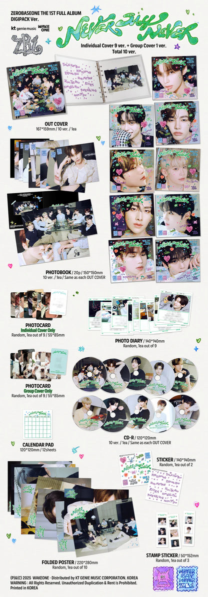 [PRE-ORDER] ZEROBASEONE - 1st Full Album 'Never Say Never' (Digipack ver.) + Apple Music Photocard POB