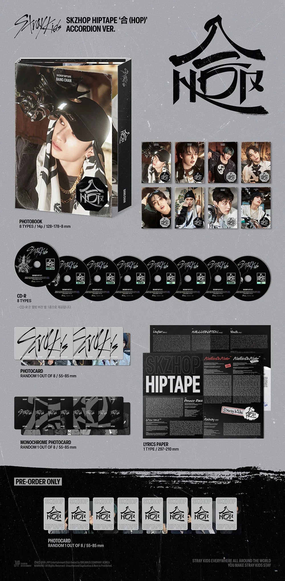 [PRE-ORDER] Stray Kids - SKZHOP HIPTAPE '合 (HOP)' (Accordion Version) + POB Photocard