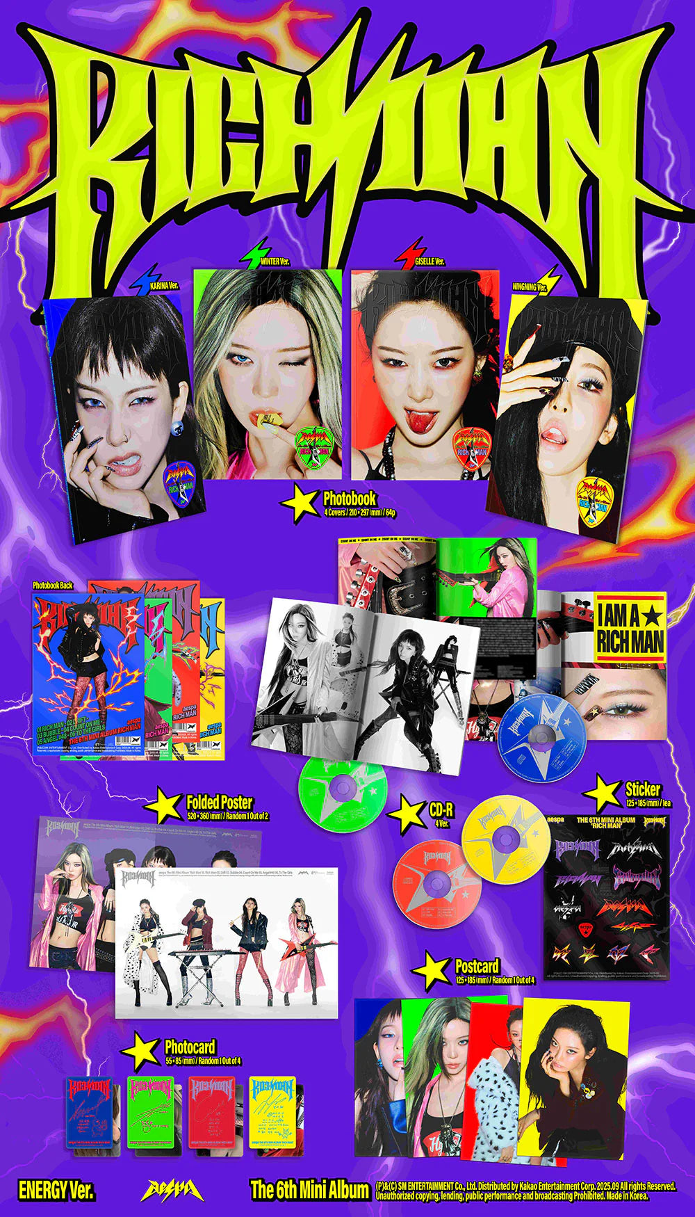 aespa - 6th Mini-Album 'Rich Man' (ENERGY ver.) + Apple Music Photocard POB
