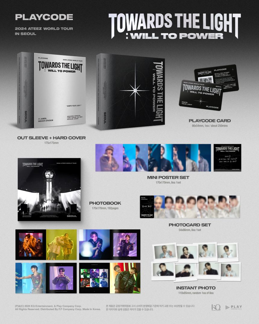 ATEEZ 에이티즈 - 2024 ATEEZ WORLD TOUR 'TOWARDS THE LIGHT: WILL TO POWER' IN SEOUL PLAYCODE + Group Postcard POB