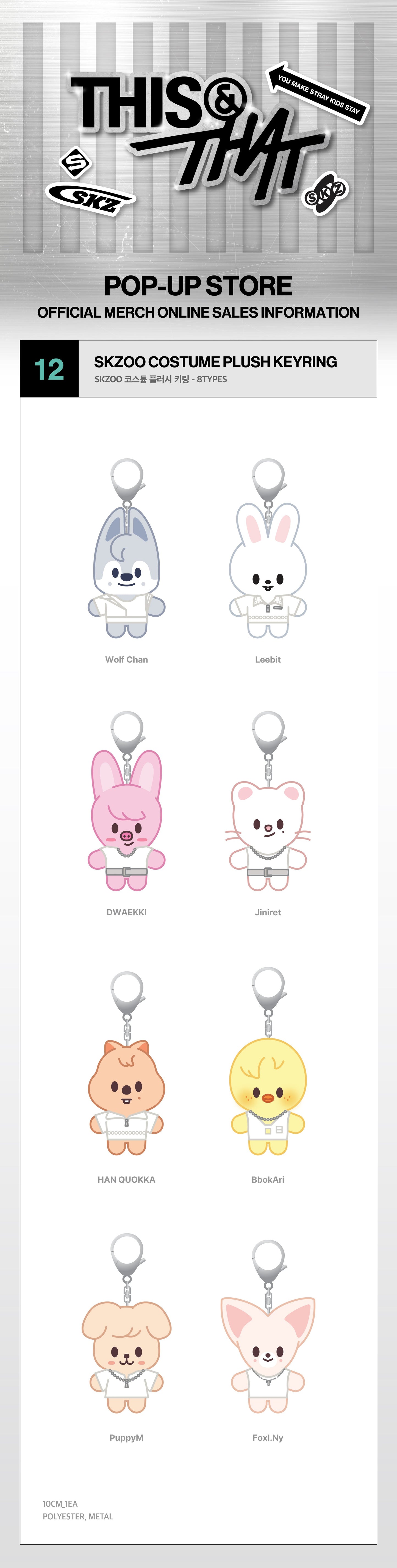 [PRE-ORDER] STRAY KIDS - 'THIS & THAT' POP-UP STORE OFFICIAL MD - SKZOO COSTUME PLUSH KEYRING
