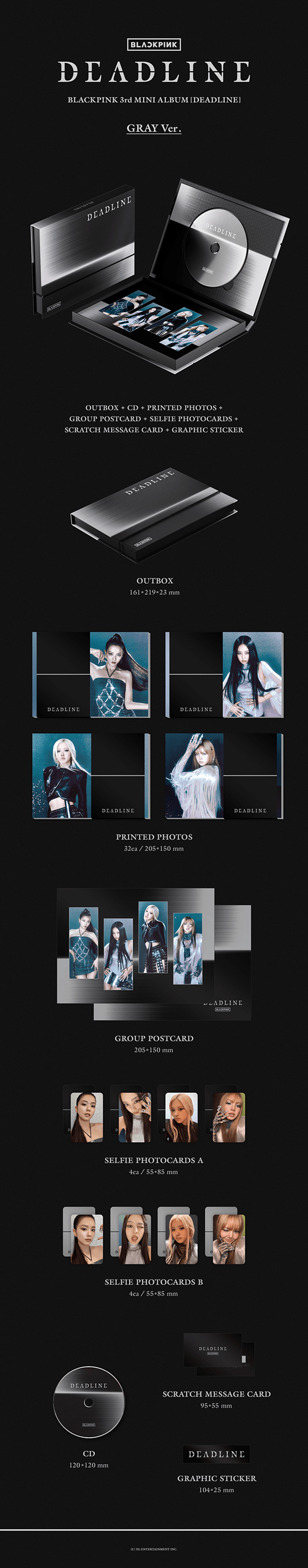 BLACKPINK - 3rd Mini Album 'DEADLINE' (GRAY ver.) + Ktown4u Photocard POB
