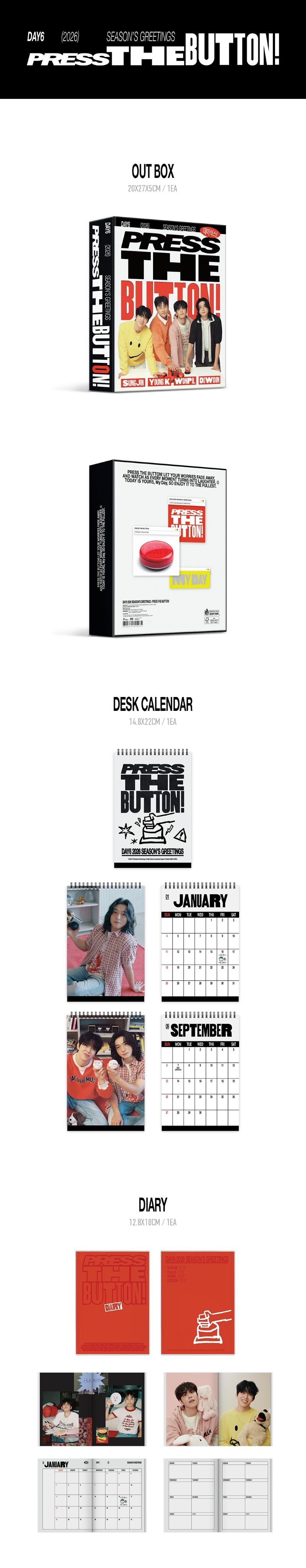 [PRE-ORDER] DAY6 - 2026 SEASON'S GREETINGS 'PRESS THE BUTTON' + Photocard Set POB