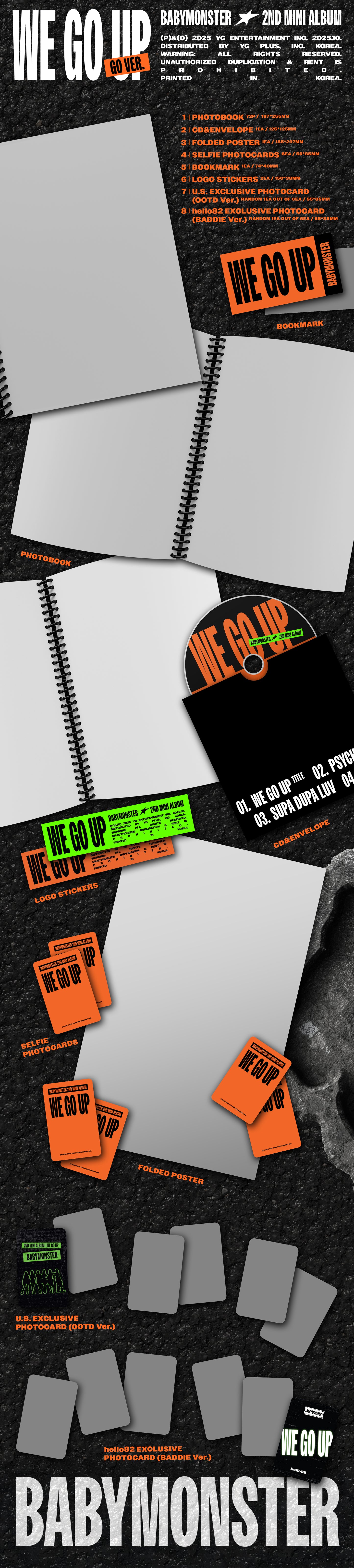 [PRE-ORDER] BABYMONSTER - 2nd Mini Album 'WE GO UP' (Standard ver.) (hello82 [POP-UP Excl.])