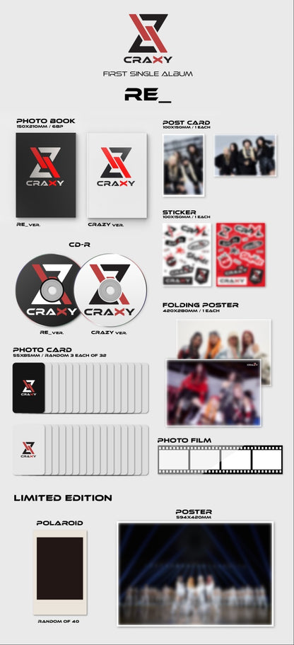 CRAXY - 1st Single Album 'RE_' [ALL MEMBERS SIGNED ALBUM] + Kloud Fansign Exclusive Photocards